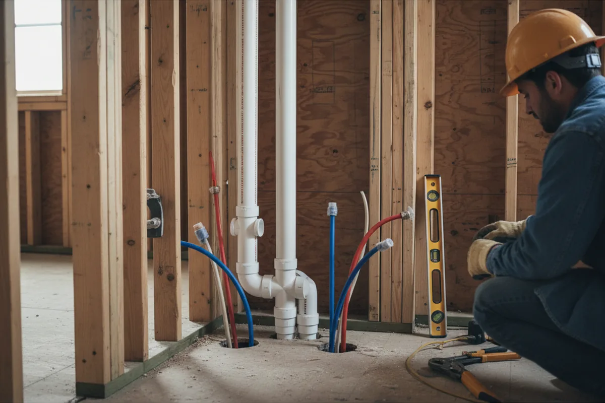 Drain and supply rough-in during Leak Detection in Keaton