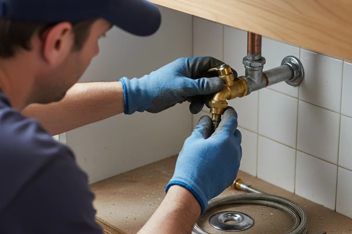 Shutoff valve and fitting work during Emergency Plumbing in Keaton